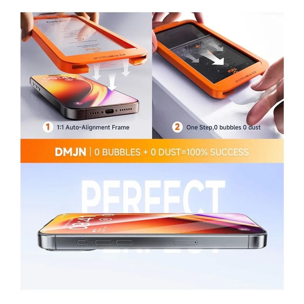 DMJN 2 Pack iPhone 16 Pro Max Screen Protector 9H+ Tempered Glass Shatterproof